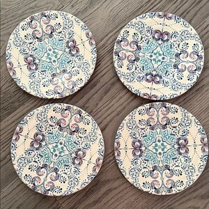 Anthropologie Blue Studio Stoneware - Blue House of Mirrors 4 Plates
